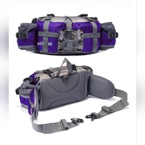 Viscne Hiking Fanny Pack Utility Waist Bag Trail Purple Gray Unisex